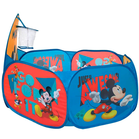 Piscina de Bolinhas Infantil com Cesta de Basquete e 100 Bolinhas Mickey Zippy Toys Azul
