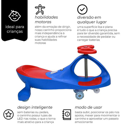 Carrinho Infantil Gira Gira com Direção Anatômica Zippy Toys em Metal e Plástico Azul