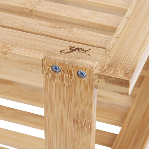Organizador de Armário Rack de Canto em Bambu 2 Andares Tyft Yoi Marrom Claro