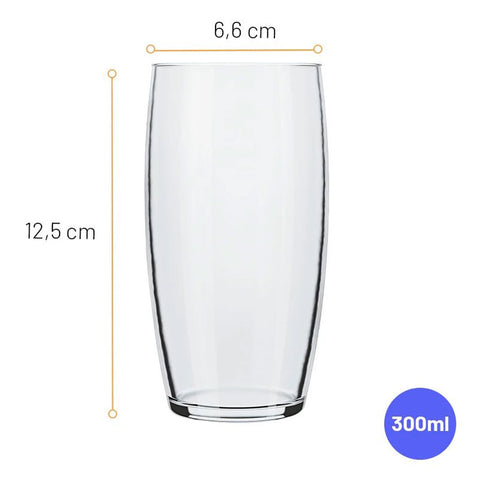 Jogo de 6 Copos de Vidro Suco e Água 300ml Oca Nadir Figueiredo Transparente