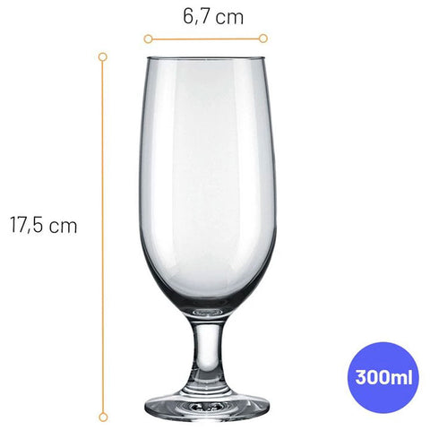 Conjunto de Taças para Cerveja 6 Peças 300ml Floripa Nadir Figueiredo em Vidro Transparente