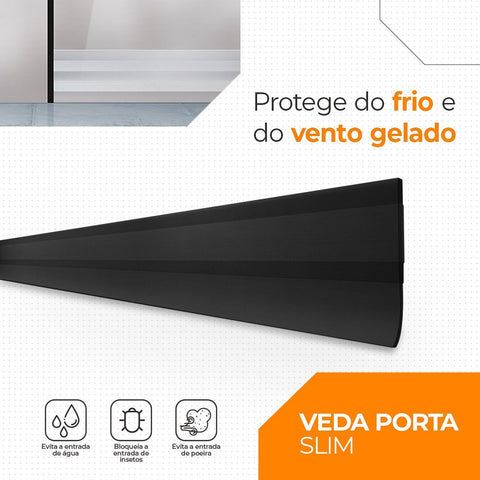 Veda Porta Adesivo 100cm Ajustável Slim Comfort Door Preto