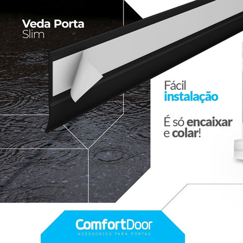 Veda Porta Adesivo 100cm Ajustável Slim Comfort Door Preto