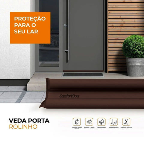 Veda Porta Rolinho 80cm Ajustável em Couro Sintético e Espuma Comfort Door Marrom