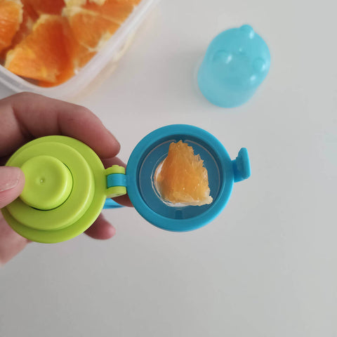 Chupeta Alimentação para Bebes Porta Frutinha Comer Fruta Buba Azul