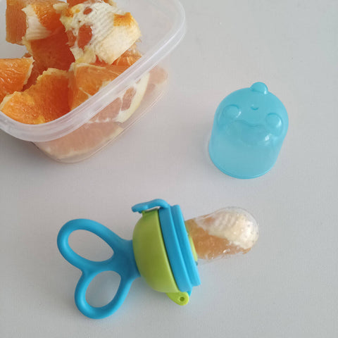 Chupeta Alimentação para Bebes Porta Frutinha Comer Fruta Buba Azul