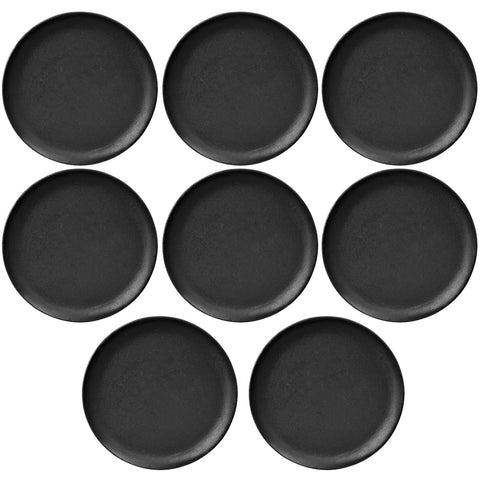 Jogo 8 Pratos Rasos Redondos 24cm em Ferro Fundindo Panela Mineira Preto