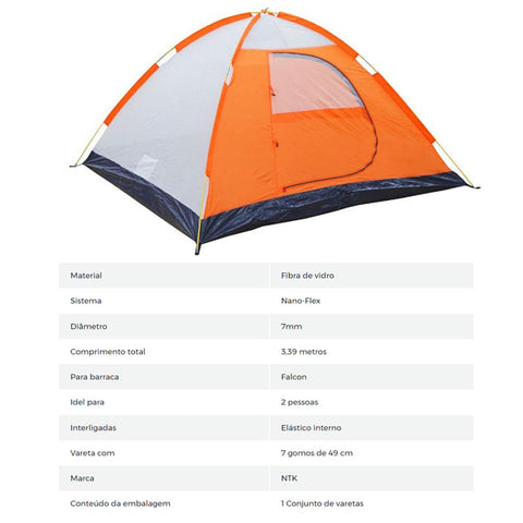 Conjunto de Varetas para Reposição Barraca Falcon 2 Nautika em Fibra de Vidro