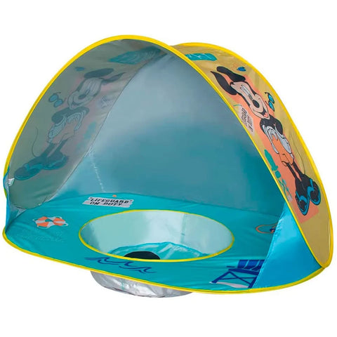 Piscina Infantil de Praia com Cobertura UV Zippy Toys em Poliéster e Metal Mickey Azul