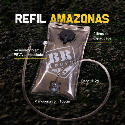 Refil De Hidratação 2L Amazonas BR Force Reservatório De Água Para Mochila Preto