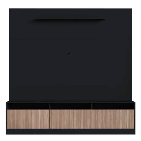 Rack com Estante Home e Painel para TV 180cm com 3 Portas e Prateleira ProDecor Preto Montana