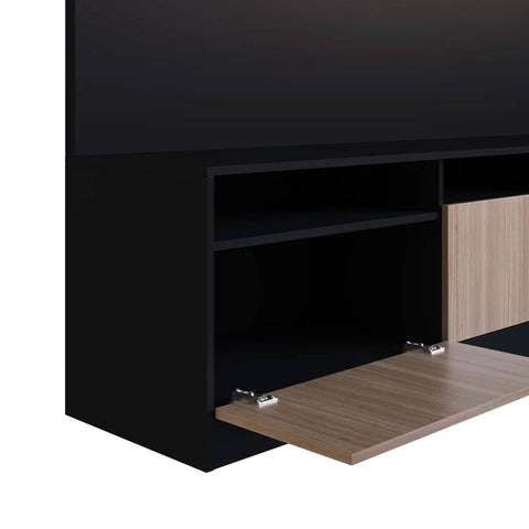 Rack com Estante Home e Painel para TV 180cm com 3 Portas e Prateleira ProDecor Preto Montana