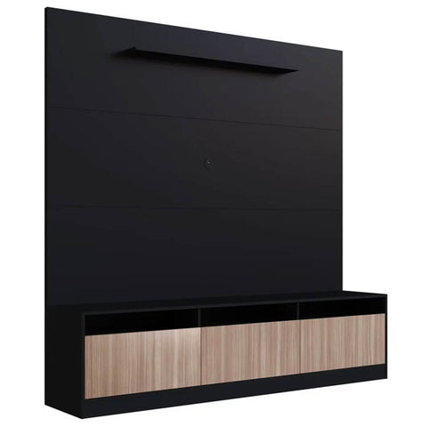 Rack com Estante Home e Painel para TV 180cm com 3 Portas e Prateleira ProDecor Preto Montana