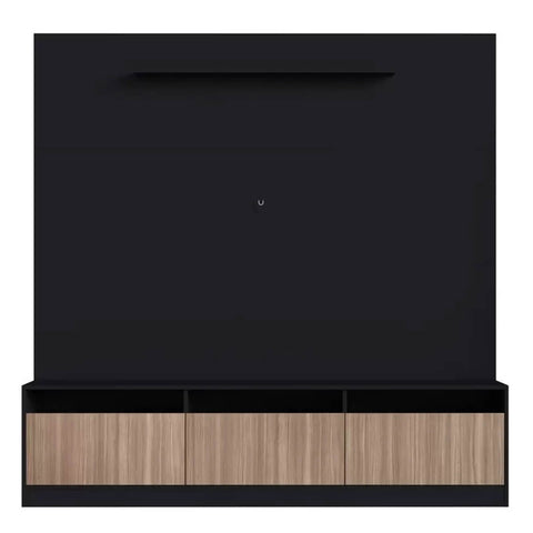 Painel para TV com Estante Home Rack 146cm com 3 Portas e Prateleira ProDecor Preto Montana