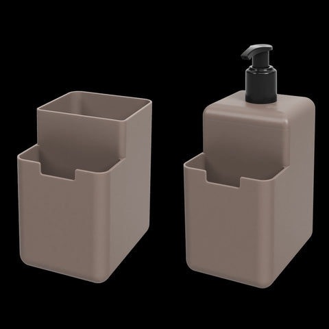 Kit 4 Organizadores de Pia Cozinha Coza Lixeira Escorredor Dispenser e Porta Talheres Warm Gray