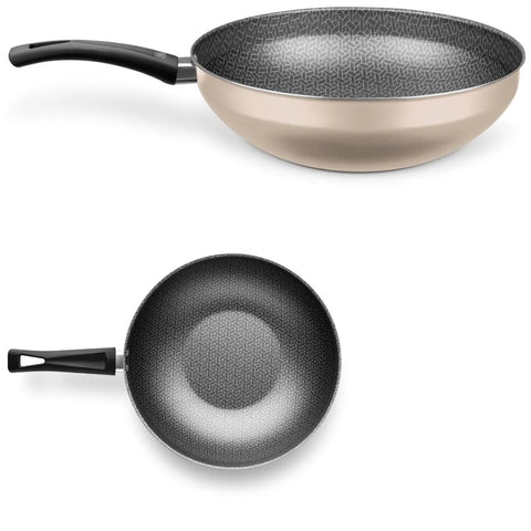 Frigideira Flora Wok Alumínio com Revestimento Antiaderente 28cm 4,3L Superflon Bege