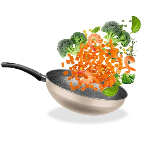 Frigideira Flora Wok Alumínio com Revestimento Antiaderente 28cm 4,3L Superflon Bege