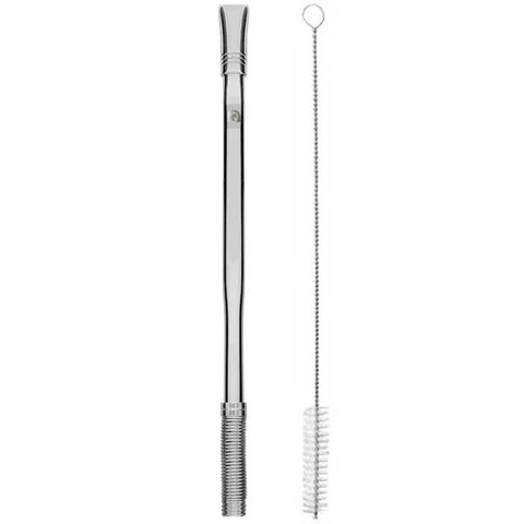 Bomba de Tereré Lisa Ferradura 21cm Bortonaggio em Aço Inox com Bojo Mola Desmontável