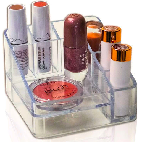 Organizador de Cosméticos Maquiagem Dello Compacto com 6 Divisórias Cristal