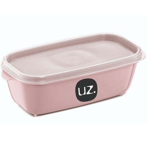 Jogo de 3 Potes Organizadores Premium Multiuso Retangular 500ml de Plástico Uz Rosa Sólido