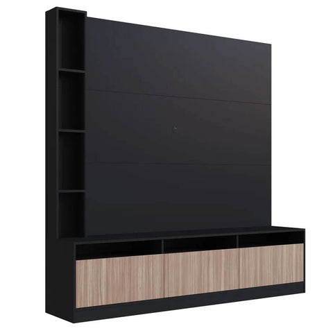 Estante Home e Painel para TV 180cm com 7 nichos e 3 Portas ProDecor Preto Montana