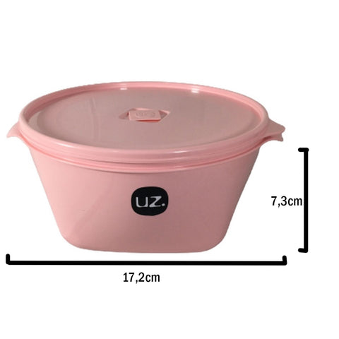 Jogo de 3 Potes Organizadores Premium Multiuso 800ml de Plástico Uz Rosa Sólido