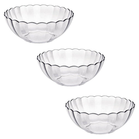 Jogo de 3 Tigelas de Vidro Bowl Saladeira Fruteira Bella Marinex 1L Transparente