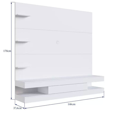 Estante Painel de Tv com Gaveta e Prateleiras para Quartos ou Salas Prodecor Branco