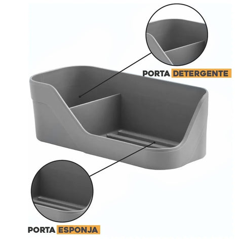 Organizador de Pia Porta Detergente Esponja e Sabão Trium Compacto OU Chumbo