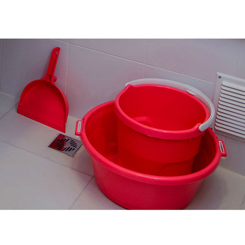 Conjunto 3 Bacias Plásticas 25L para Limpeza Astra com Alças Laterais Vermelho Bordô