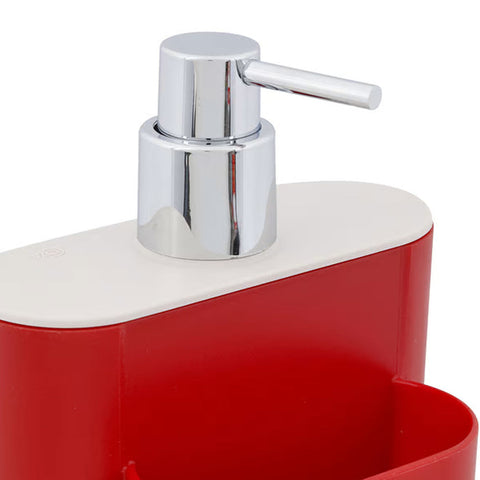 Dispenser para Detergente 500ml com Porta Esponja Flat e Lixeira 2,5l Coza Vermelho