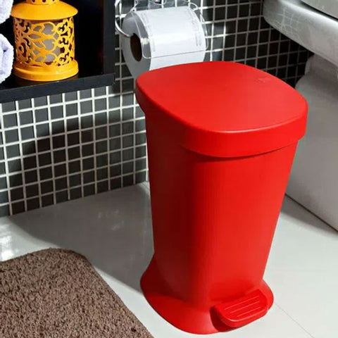 Lixeira com Pedal Square Banheiro Cozinha Escritório 5L Coza Vermelho Bold