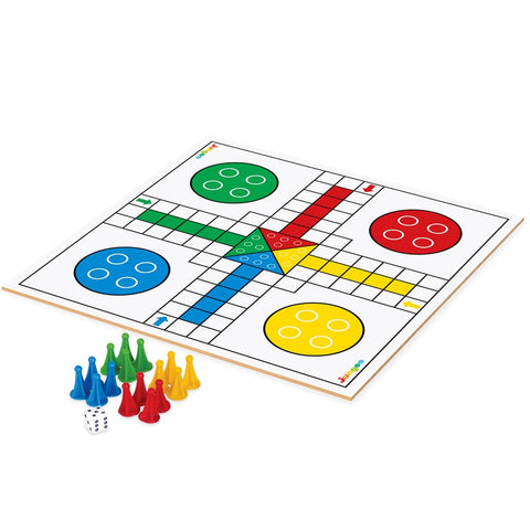 Jogo de Tabuleiro Ludo em Madeira com 16 Pinos e 1 Dado Xalingo Colorido