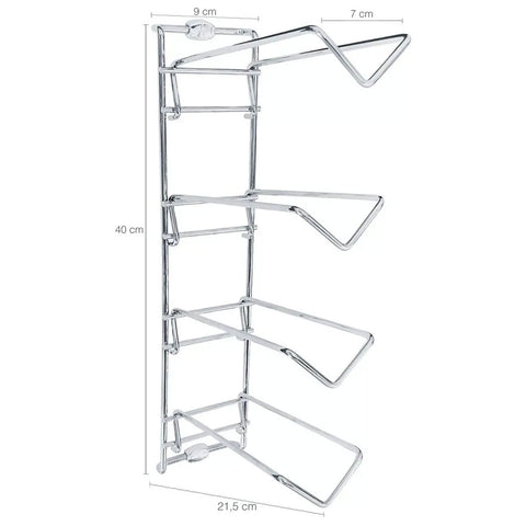 Conjunto de 4 Suportes 25cm para Taças e 2 Adegas de Parede para Vinho Duler Aço Cromado