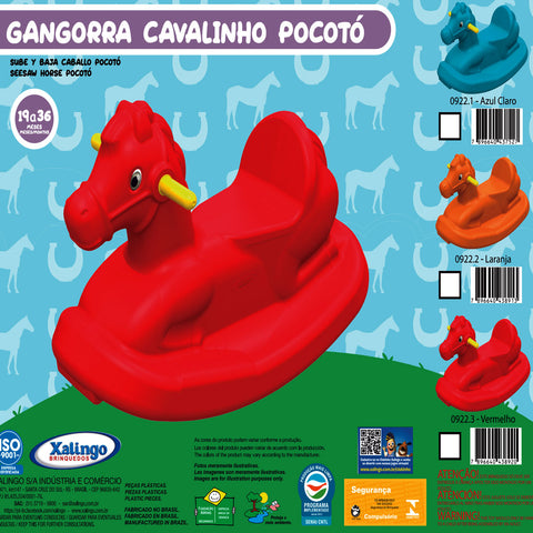 Gangorra Infantil Individual Cavalinho de Balanço Plástico Pocotó Xalingo Azul Claro