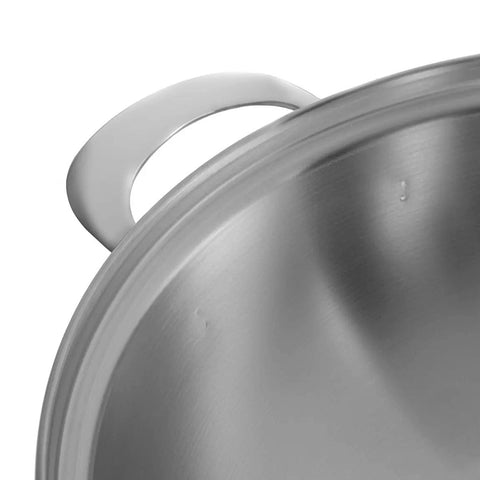 Wok Tramontina Aço Inox Fundo Triplo Ventura 5,7L Panela 34cm Tampa de Vidro