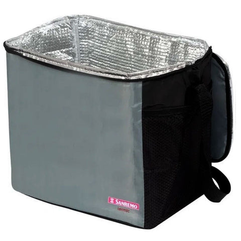 Bolsa Térmica 8L Termic Sanremo com Alça e Bolso Lateral Poliéster Cinza