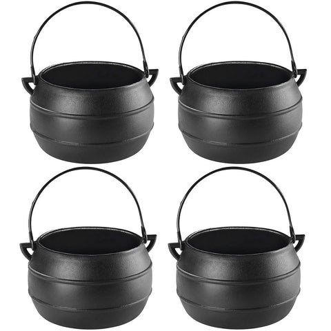Conjunto 4 Cumbucas para Feijoada 1,2L em Ferro Fundido com Alça Panela Mineira Preta
