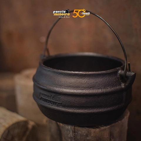 Conjunto 4 Cumbucas para Feijoada 1,2L em Ferro Fundido com Alça Panela Mineira Preta