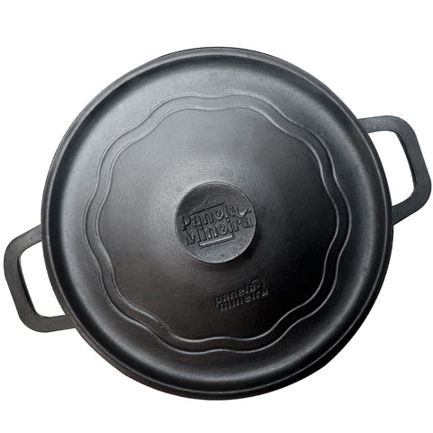 Caçarola de Ferro Fundido 25cm Panela Mineira 4L com Tampa e Alças Laterais Preta