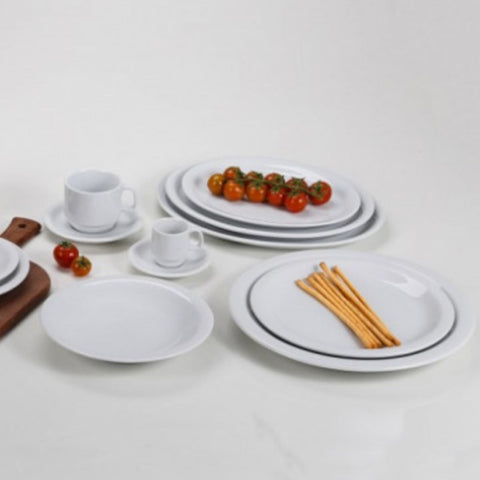 Conjunto de 12 Pratos Rasos para Refeições de Porcelana Iguaçu Classe Única Branco