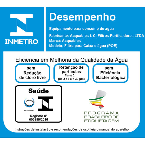 Filtro para Caixa de Água Acqua Blue Acquabios 1200L/H Rosca 3/4' com Refil Extra