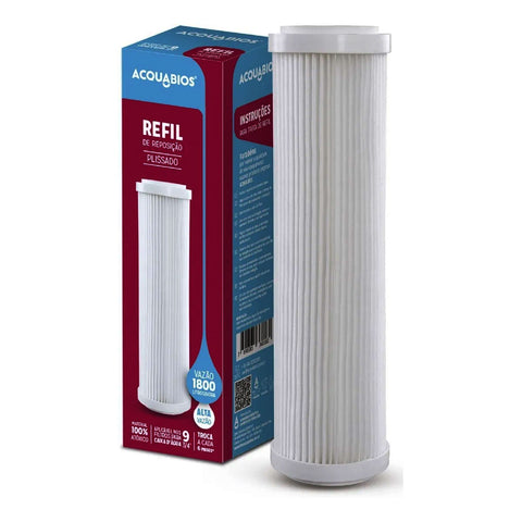 Refil de Reposição Plissado para Filtro de Caixa D'Água 25 Micra em PP Acquabios Branco