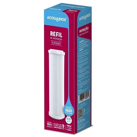 Kit 2 Refis de Reposição Plissados para Filtro de Caixa D'Água 25 Micra em PP Acquabios Branco