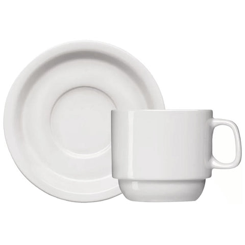 Xícara de Café com Pires de Porcelana 65ml Classe Única Iguaçu Germer Branco