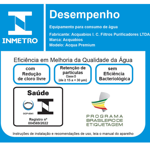 Filtro de Água de Parede Premium Single Equation Acquabios em Polipropileno Preto