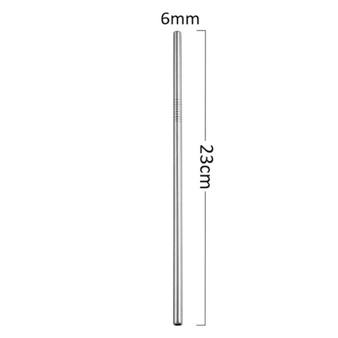 Kit 6 Canudos Retos Reutilizáveis em Aço Inox 23cm 6,3mm Bortonaggio