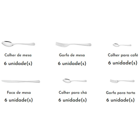 Faqueiro Tramontina Havana 36 Peças em Aço Inox com Facas de Mesa Acabamento em Brilho Cinza