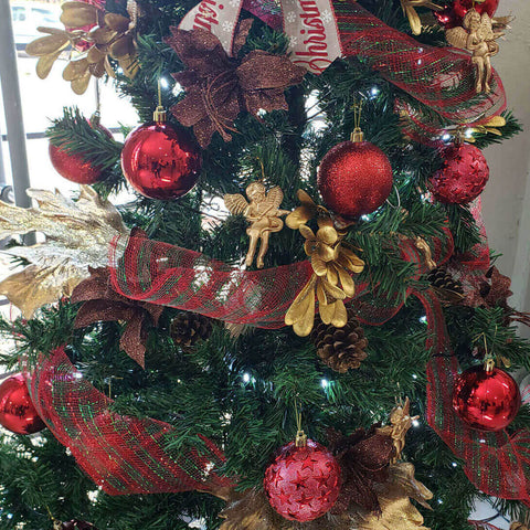 Ramo de Flor Lírio Arranjo Árvore de Natal Decoração 24cm Magizi Cobre com Glitter
