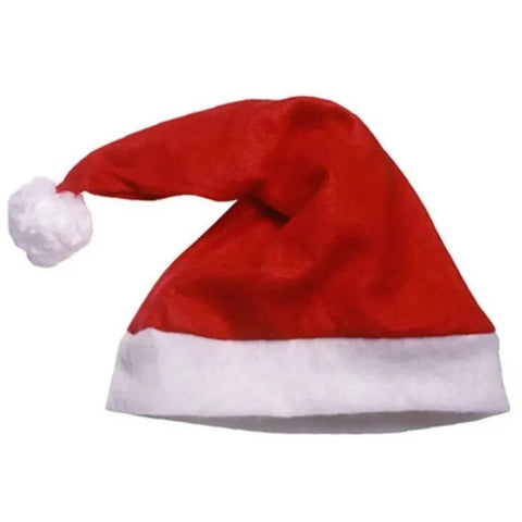 Gorro Natalino Touca Papai Noel de Veludo com Pompom 30cm x 40cm Magizi Vermelho